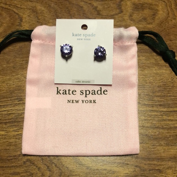 NWT Kate Spade ♠️ Purple Cubic Zirconia Stud Earrings - Picture 3 of 7